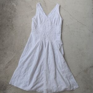 Vintage 00s Tape Measure white lace v-neck babydoll floral maxi dress